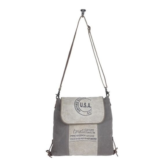 Myra Bag Handmade Certified  Shoulder Bag Upcycled Canvas & Cowhide Leat… - Picture 4 of 7